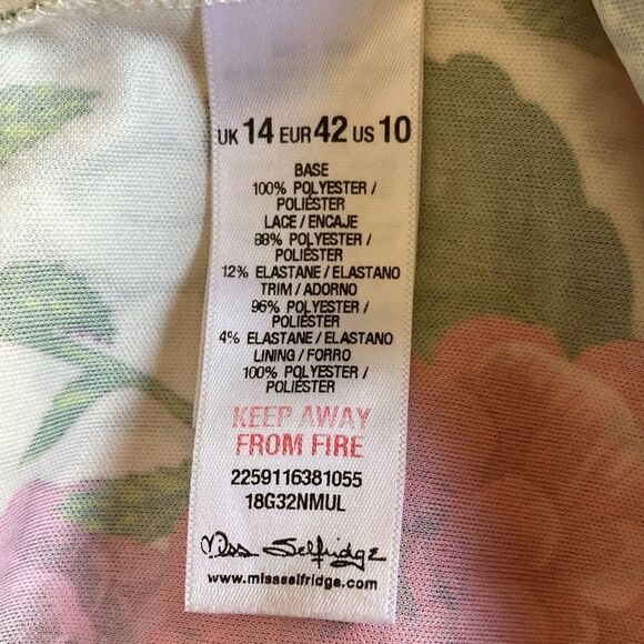 Miss Selfridge Floral Lace Cutout Dress Size 10 - Picture 7 of 11